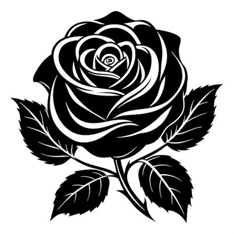 Ilustraci N Vectorial En Blanco Y Negro De La Silueta De La Rosa