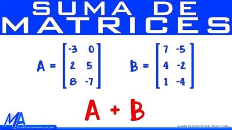 Suma De Matrices Ejemplos Y Ejercicios Para Bachillerato