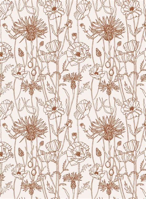 Poppy Field | Tall Poppy Flowers Pattern Wallpaper by Opposite Wall