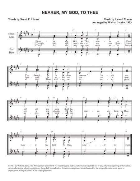 Nearer My God To Thee Arr Walter Latzko By Heather Sorenson Sheet