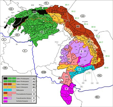 Divisions of the Carpathians - MapSof.net