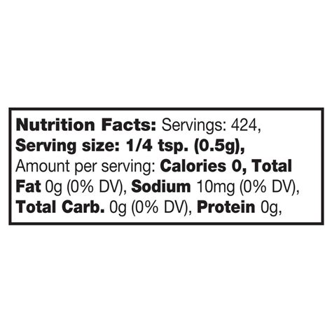 McCormick Dark Chili Powder Nutrition Facts