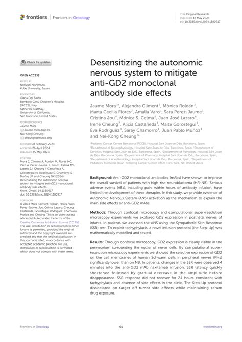 (PDF) Desensitizing the autonomic nervous system to mitigate anti-GD2 ...