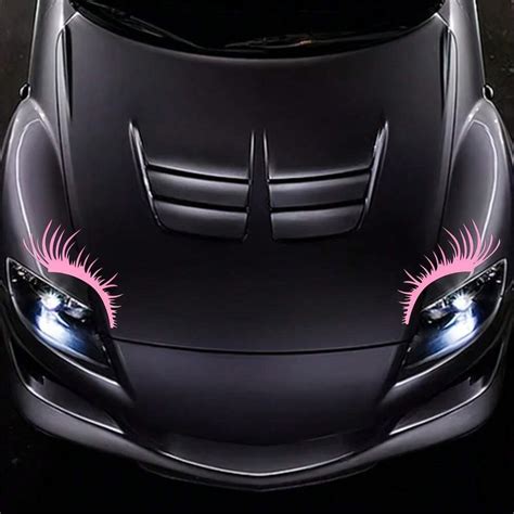 Pcs Set Pink Car Headlights Fashion Eyelash Sticker Realistic