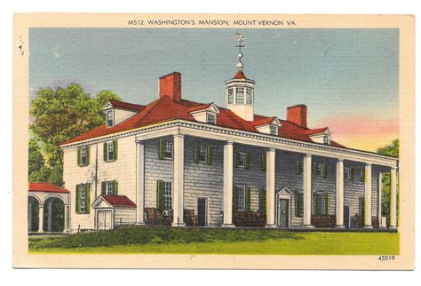 Mount Vernon Washingtons Mansion Va Vintage 1947 Linen Postcard