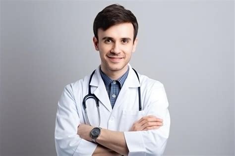 Premium AI Image Portrait Of Confident Male Doctor In White Coat And