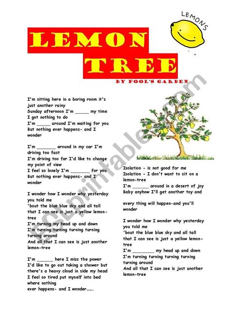 Lemon Tree Worksheet - Worksheets For Kindergarten