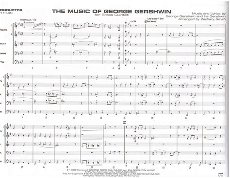 Music Of George Gershwin For Brass Quintet The