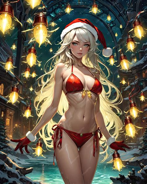 Premium Photo Beautiful Hot Sexy Anime Girl Lingerie With Santa Claus Costume