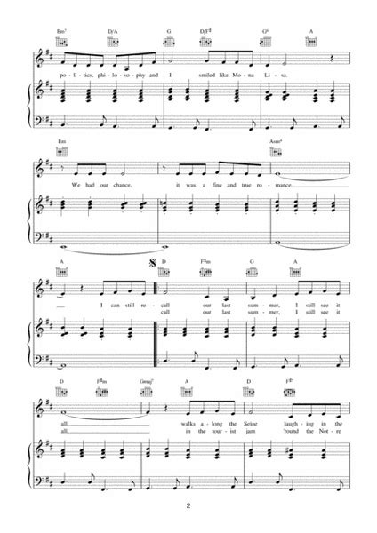 Our Last Summer By Abba Piano Vocal Guitar Digital Sheet Music