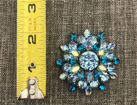 Regency Vintage Blue Flower Brooch Gem