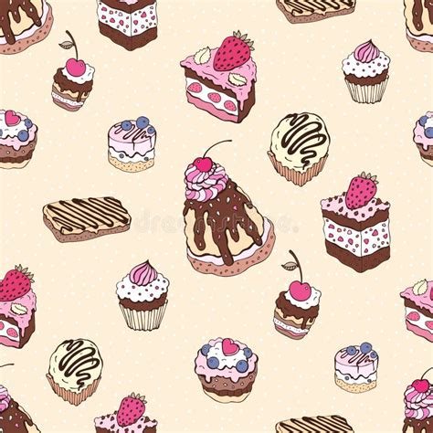 Seamless Cupcake Pattern Stock Vector Illustration Of Background