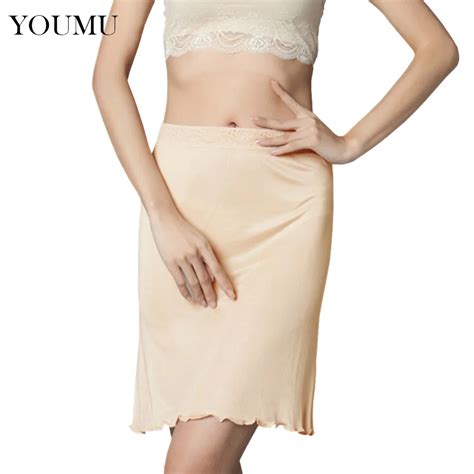 Women Slip Imitated Silk Petticoat Half Slips Underskirt Midi Fit Sexy