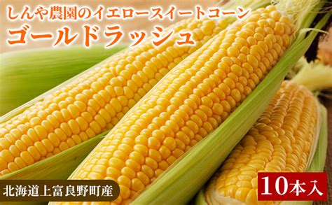 【北海道上富良野町産】しんや農園のイエロースイートコーン「ゴールドラッシュ」10本｜ふるラボ