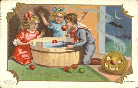 Children Bobbing for Apples Halloween