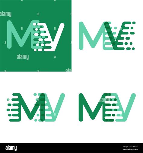 Logotipo De Letras MV Con Velocidad De Acento En Verde Claro Y Verde