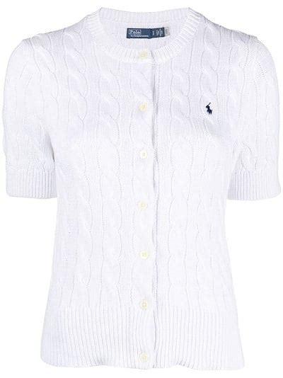 Polo Ralph Lauren Cable Knit Short Sleeve Cardigan White Modes