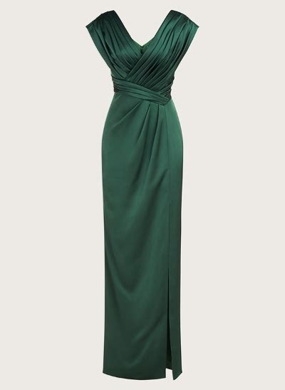 Sheath Column V Neck Sleeveless Satin Mother Of The Bride Dresses Missacc