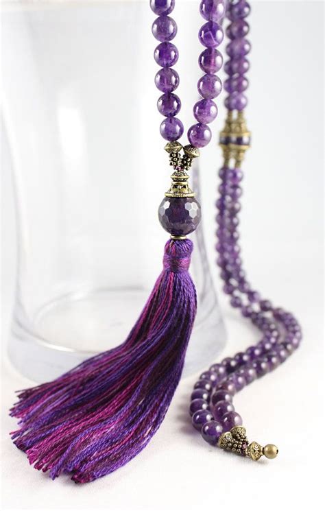 Amethyst Mala Beads Bead Mala Tassel Mala Necklace Prayer Beads