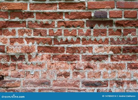 Parede De Tijolo Vermelho Velha Da Forma Retangular Entalhes