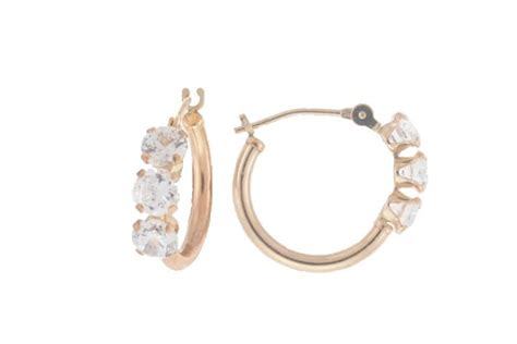 10kt Cubic Zirconia Round Hoop Earrings