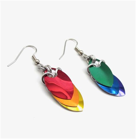 Lgbt Pride Earrings Gay Pride Jewelry Rainbow Chainmail Etsy