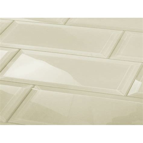 Elegant Frosted Glass Subway Tile Glossy Creme