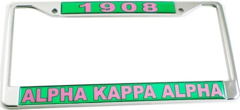 Alpha Kappa Alpha 1908 Domed License Plate Frame Silver Cartruck