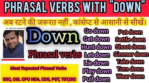 Class 12 Down Phrasal Verbs In English SSC CGL CPO CHSL STENO MTS