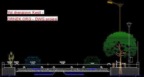 Yol drenajının Kesit dwg projesi Autocad Projeler