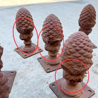 Eight Heavy Cast Iron Pine Cone Toppers Estatesales Org