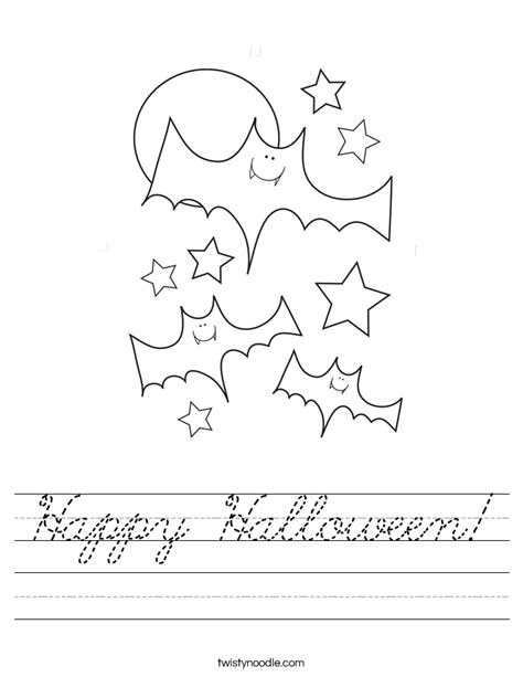 Happy Halloween Worksheet Cursive Twisty Noodle