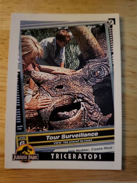 1993 Topps Jurassic Park Triceratops Sticker Card 5 Ebay