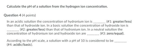 Solved Calculate The PH Of A Solution From The Hydrogen Ion Chegg