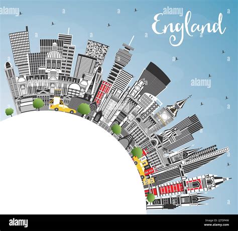 England City Skyline With Gray Buildings Blue Sky And Copy Space