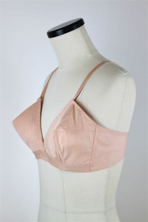 S Vintage Pink Cotton Bra Creazioni Margy S Nude Brassiere Bustier Pin Up Lingerie
