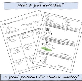 Geometry - Geometric Mean Altitude and Leg Theorems - Guided Notes and Worksheet