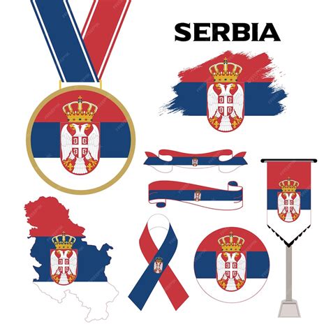 Premium Vector Elements Collection With The Flag Of Serbia Design