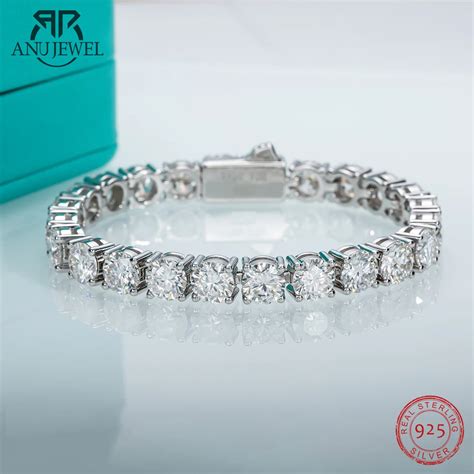 AnuJewel Pulsera De Tenis De Diamantes De Moissanita Para Hombre