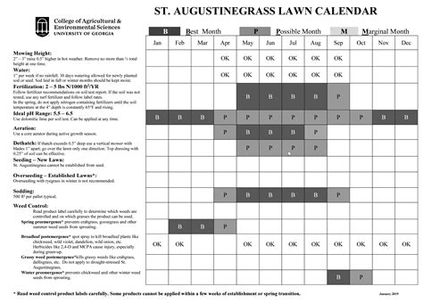 St Augustine Grass Lawn Calendar - Savannah's Landscaping Services