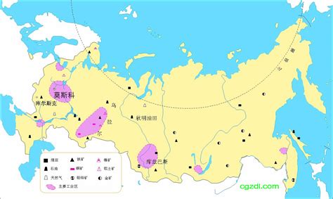 高清俄罗斯矿产资源和工业分布图大图 世界地理地图 初高中地理网