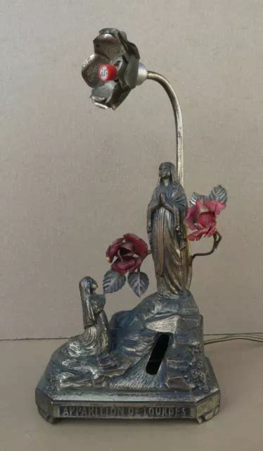 ANCIENNE LAMPE APPARITION DE LA VIERGE boite à musique régule religieux