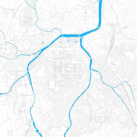 Vector Map Of Daejeon South Korea With Emphasis On Water Areas With