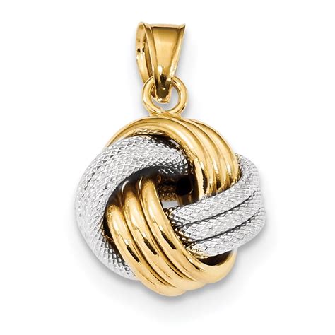 Icecarats 14k Two Tone Yellow Gold Textured Love Knot Pendant Charm