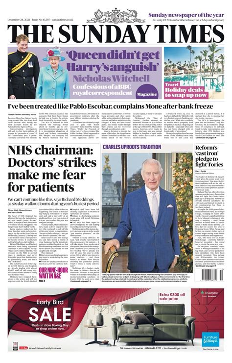 Sunday Times Front Page 24th Of December 2023 Tomorrow S Papers Today