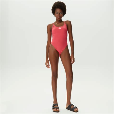 Calvin Klein Scoop Back One Piece Kadın Pembe Mayo Kadin Mayo Bikini