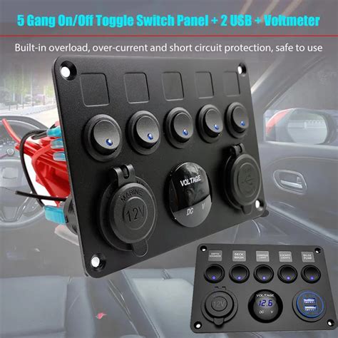 5 Gang Switch Painel Dupla Porta Usb 12v Combina O De Sa Da Prova