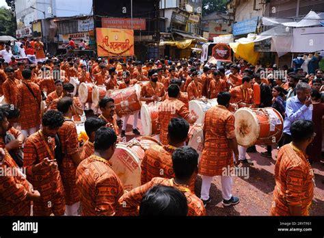 Pune India September 29 2023 Ganesh Immersion Procession Dhol