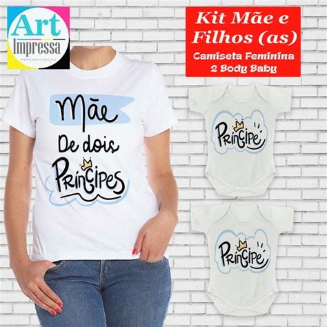 Kit Camisetas Mãe de Gêmeos Príncipe Elo7 Produtos Especiais