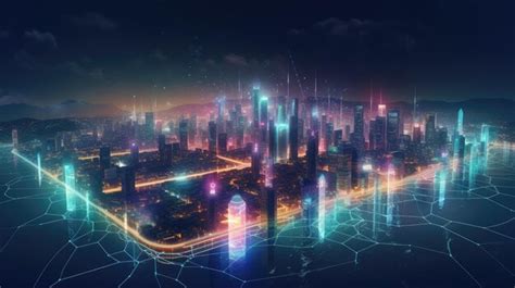 Premium AI Image Modern Smart City Network Interconnected AI Generated